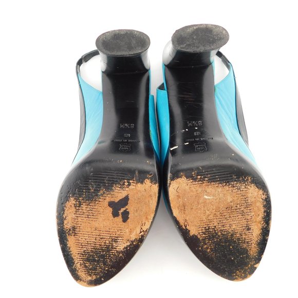 Vintage VIA SPIGA Turquoise Blue Leather Slingback Heel Sandal Pumps 8.5 - Picture 7 of 9